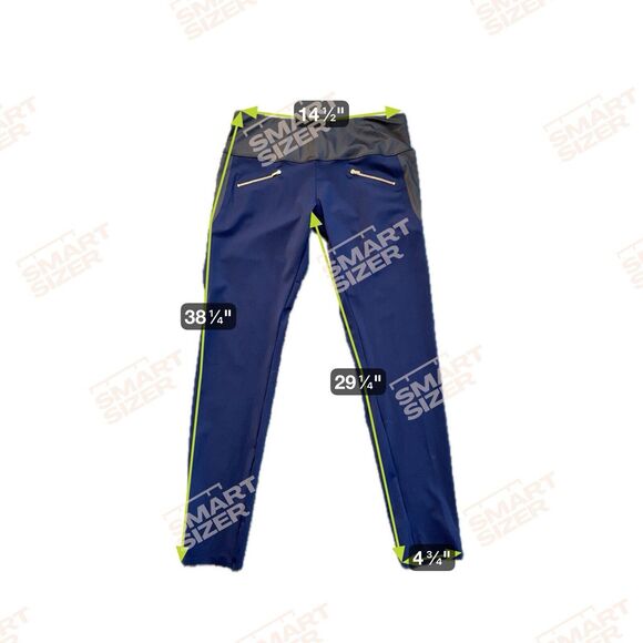 ADAY Throw & Roll Leggings Navy Black Gold zipper Pockets Size Large Stretchy - Picture 8 of 9